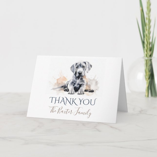 Great Dane Watercolor Thank You Card (Front)