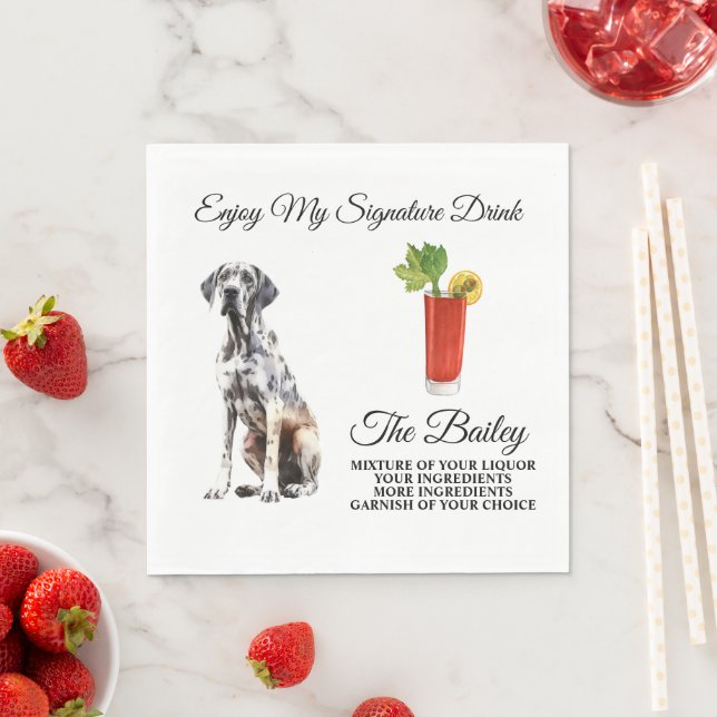 Great Dane Wedding Signature Drink Napkins (Insitu)