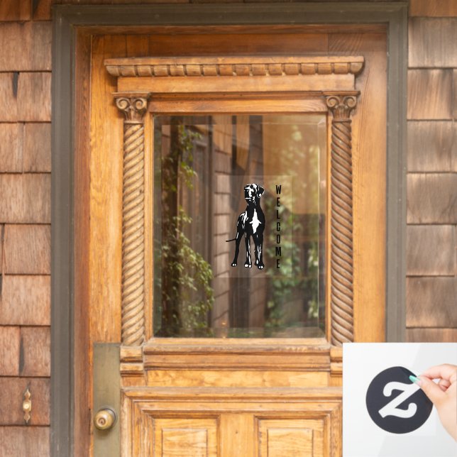 Great Dane Welcome Sticker / Cling (Home Door)