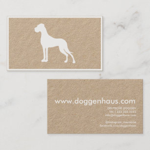 Great Dane white silhouette Business Card