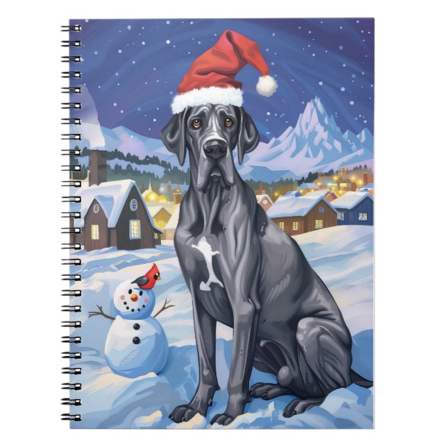 Great Dane Winter Wonderland Christmas Joy  Notebook (Front)