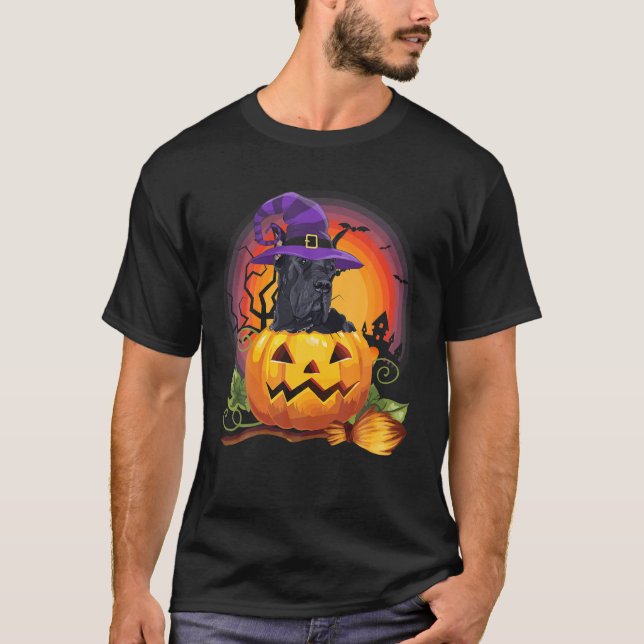 Great Dane Witch Pumpkin Halloween Dog Lover T-Shirt (Front)