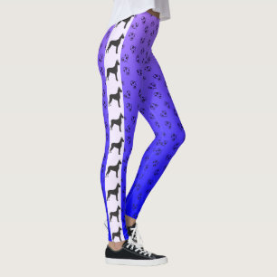 Great Dane with Hearts Blue Purple Ombre Leggings