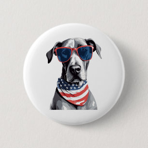 Great Dane With Patriotic Usa Flag American Indepe 6 Cm Round Badge