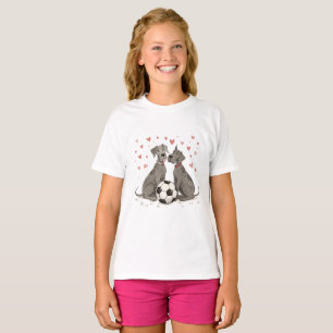 Great Dane with soccer ball for Valentine's Day T-Shirt