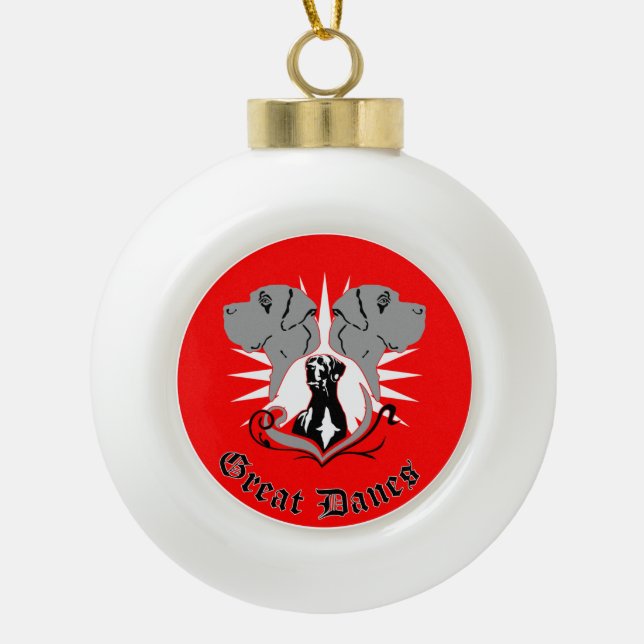Great Danes Christmas Ceramic Ball Christmas Ornament (Front)