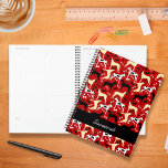 Great Danes Fawn Harlequin Dane Dog Planner<br><div class="desc">Design Features: Illustrated Great Dane dogs in a repeating pattern with white paw prints and dog bones over a red background. Personalised product can have any name or phrase added to the design. Change the font,  font size,  and font colour to your liking using the personalise tool.</div>