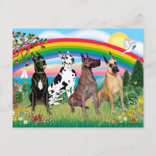 Great Danes (four) - Rainbow Bright Postcard