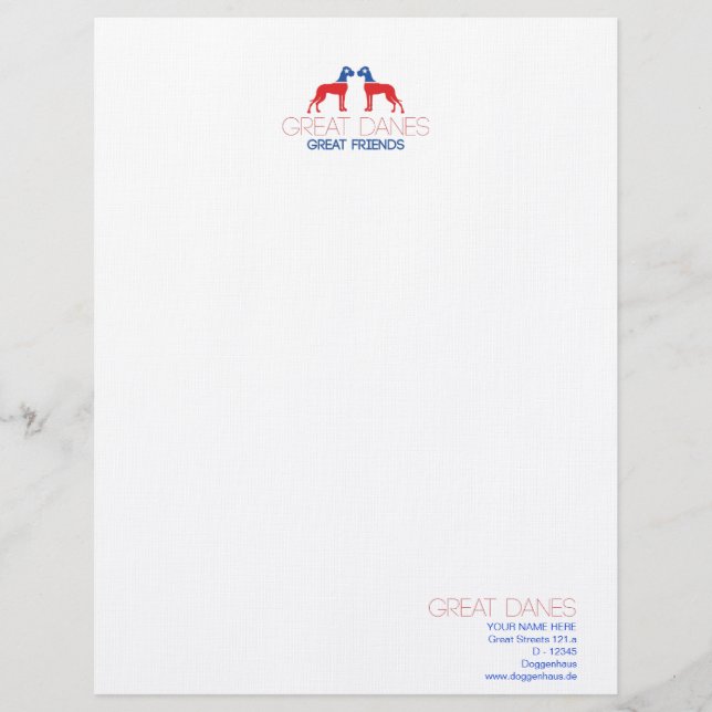 Great Danes - Great Friends Letterhead Design (Front)