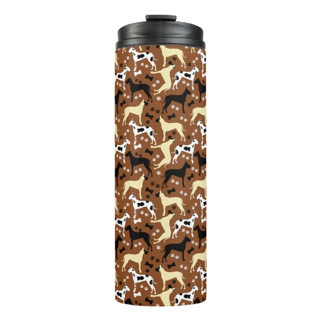 Great Danes Harlequin, Fawn, Black Great Dane Thermal Tumbler (Front)