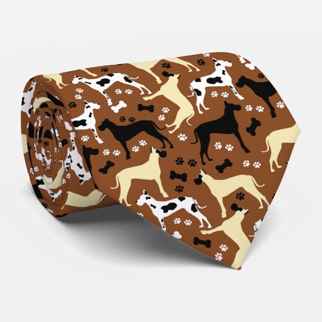 Great Danes Harlequin, Fawn, Black Great Danes Nec Tie (Rolled)