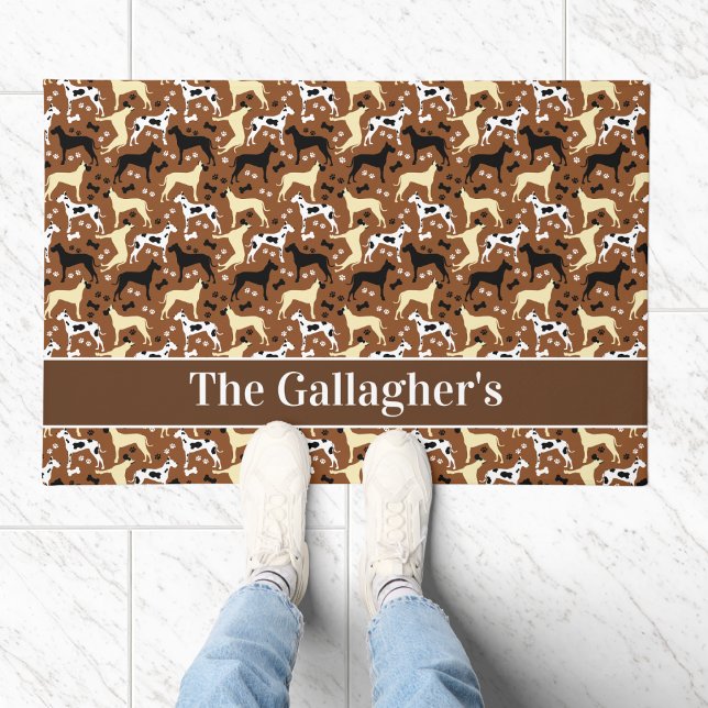 Great Danes Harlequin Fawn Pattern Personalised Doormat (Great Danes Pattern Personalized Doormat)