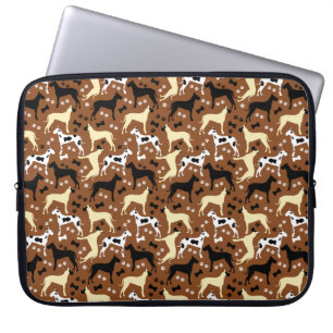 Great Danes Pattern Harlequin, Fawn, Black Dane La Laptop Sleeve