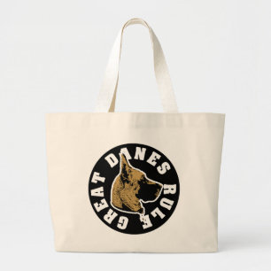 Great Danes Rule Emblem Large Tote Bag