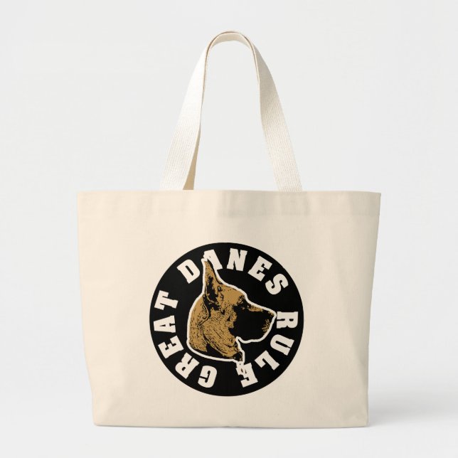 Great Danes Rule Emblem Large Tote Bag (Front)