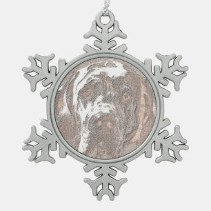 GREAT DANES SNOWFLAKE PEWTER CHRISTMAS ORNAMENT