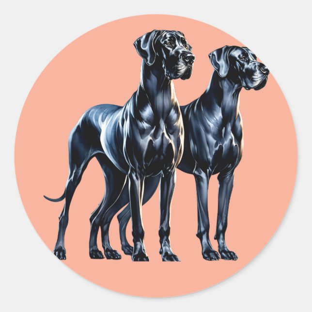 Great Danes Watercolor Classic Round Sticker (Front)