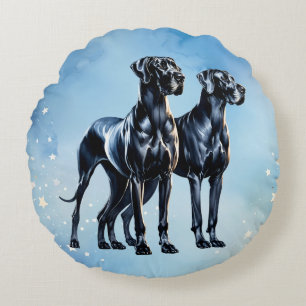 Great Danes Watercolor Round Cushion