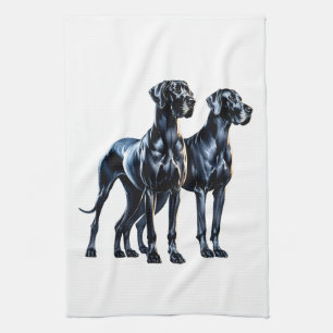 Great Danes Watercolor Tea Towel
