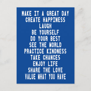 Great Day Blue Graphic Inspirational Quotes Postcard