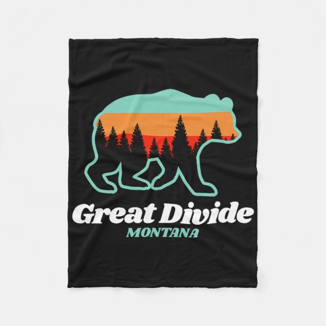 Great Divide Montana Skiing Snowboarding Bear  Fleece Blanket (Front)