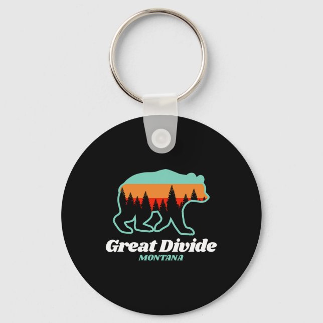 Great Divide Montana Skiing Snowboarding Bear  Key Ring (Front)