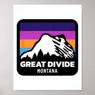 Great Divide Montana Skiing Snowboarding Family Sk Poster