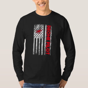 Great Drone Pilot Usa Flag Quadcopter Flying T-Shirt