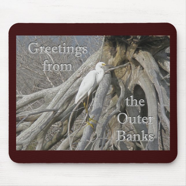 Great Egret (Ardea alba) OBX Outer Banks Mouse Mat (Front)