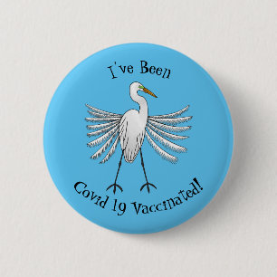 Great egret bird cartoon illustration 6 cm round badge