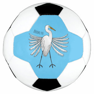 Great egret bird cartoon illustration football