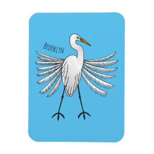 Great egret bird cartoon illustration magnet