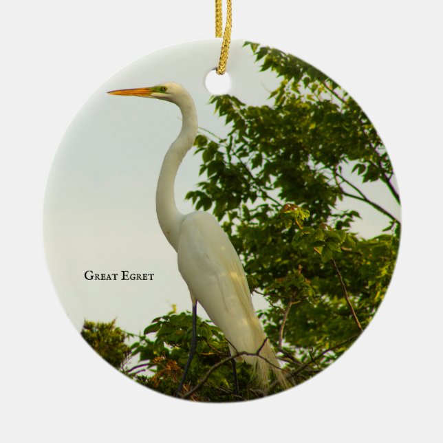 Great Egret Bird Photo Ornament  (Front)