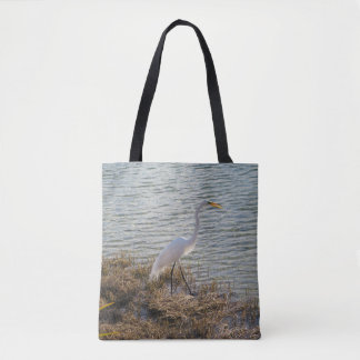 Great Egret by the Water - Florida Wildlife Photo Tote Bag