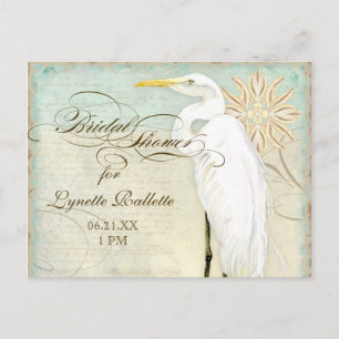 Great Egret Coastal Beach - Bridal Shower Postcard