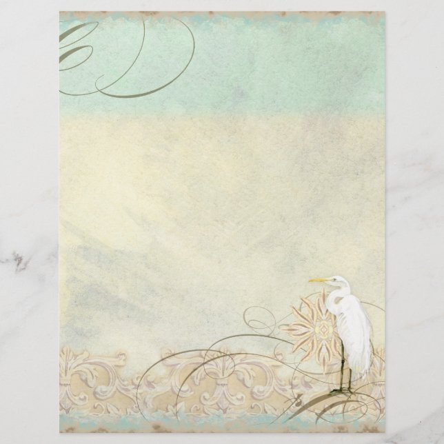 Great Egret Coastal Beach - Monogrammed Stationery (Front)
