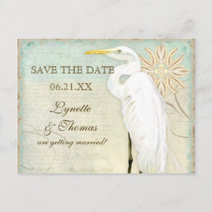 Great Egret Coastal Beach - Save the Date Postcard