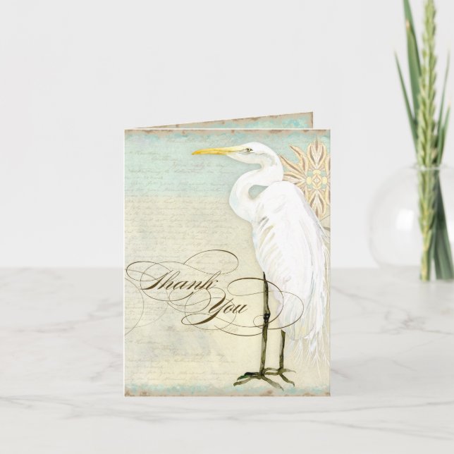 Great Egret Coastal Beach - Thank You Note Cards (Front)