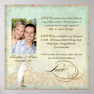 Great Egret Coastal Beach - Wedding Personalised Poster