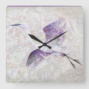 Great Egret Digital Art Clock