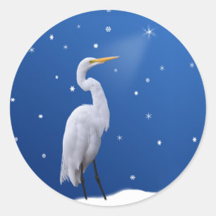 Great Egret Holiday Stickers