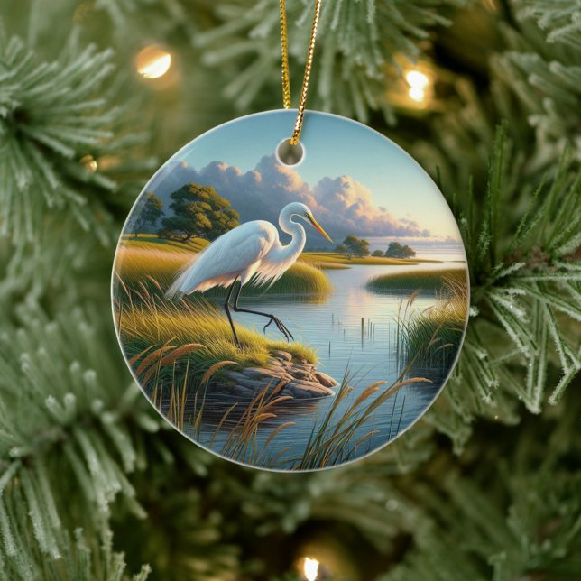 Great Egret Keepsake Ceramic Tree Decoration (Creator Uploaded)