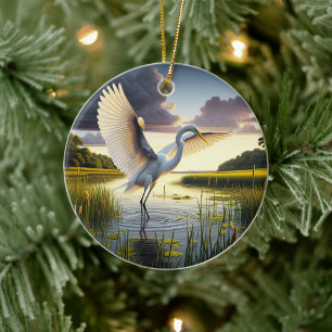 Great Egret Keepsake Ceramic Tree Decoration