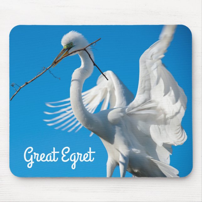 Great Egret Mouse Mat (Front)