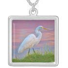 Great Egret Strolling at Sunrise Necklace