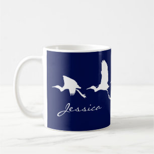 Great Egrets in Flight (Choose background color) Coffee Mug
