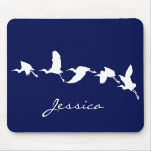 Great Egrets in Flight (Choose background color) Mouse Mat