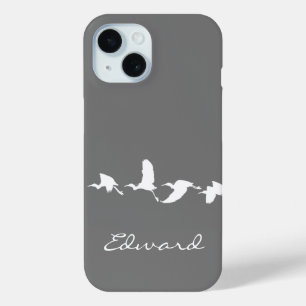 Great Egrets in Flight (Choose background colour) iPhone 15 Case