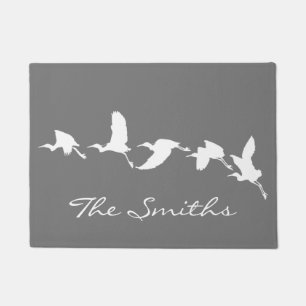 Great Egrets in Flight (Choose background colour) Doormat