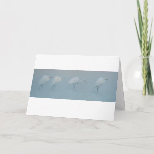 Great Egrets in the Mist Note Card (Front)
